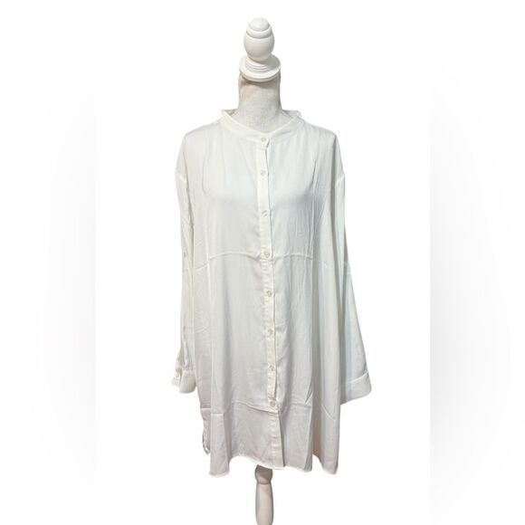 Summersault effortless short shirt dress or coverup, medium, in white sand color - Picture 1 of 4